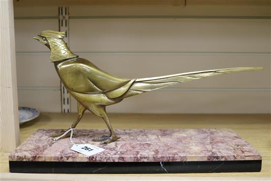 Jamar. An Art Deco bronze model of a pheasant, 17in.